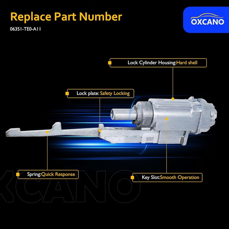 OXCANO Ignition Switch Lock Cylinder 06351-TE0-A11 Compatible with 2002-2015 Honda Accord Civic CR-V CR-Z Element Insight Odyssey S2000 Acura MDX RDX TL TSX ZDX 2007 2008 2009 2010 2011 2012 2013 2014 - Image 3